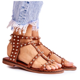 PG1 Sandalias Mujer Con Tachuelas Marrones Cavos marrón PG1 Sandalias Mujer Con Tachuelas Marrones Cavos marrón