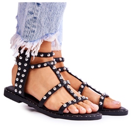 PG1 Sandalias Mujer Con Tachuelas Negras Cavos negro PG1 Sandalias Mujer Con Tachuelas Negras Cavos negro