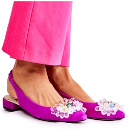 Bailarinas De Ante Con Tacón Alto Y Decoración Elena Rosa Oscuro