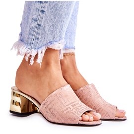 PA2 Pantuflas Mujer Ante Tacón Alto Rosa Claro Perry rosado