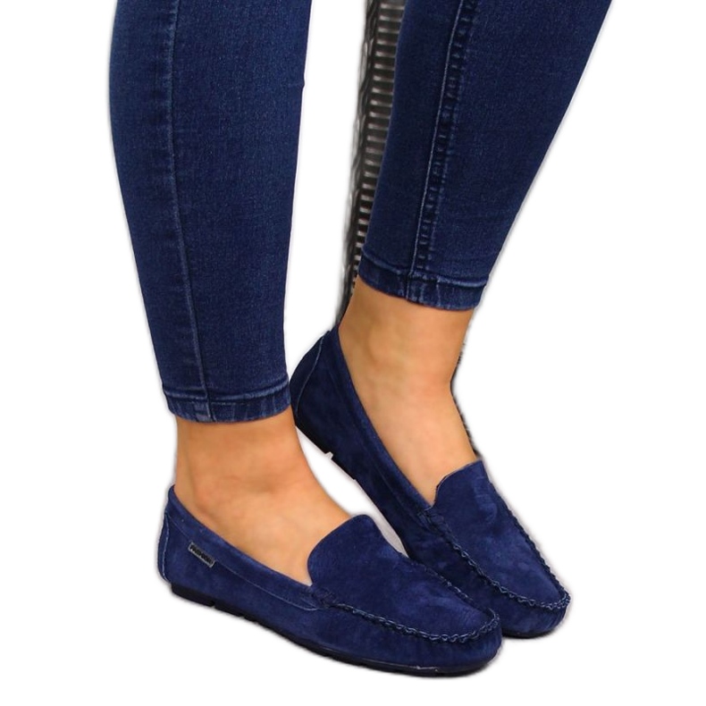 Mocasín piel azul marino W Vinceza