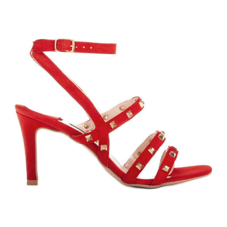 Marco Shoes Sandalias de ante con tachuelas decorativas rojo