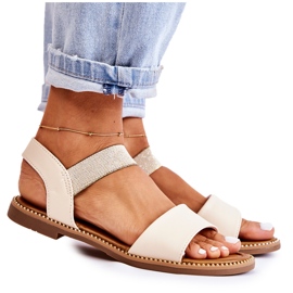 PE1 Sandalias Clásicas Mujer Tacón Plano Beige Catis