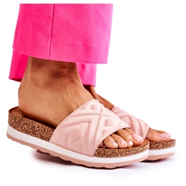 PG1 Pantuflas De Gamuza Para Mujer En Una Plataforma Masiva Rosa Heritta