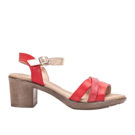 Sandalias rojas de tacón alto de Nantes rojo dorado