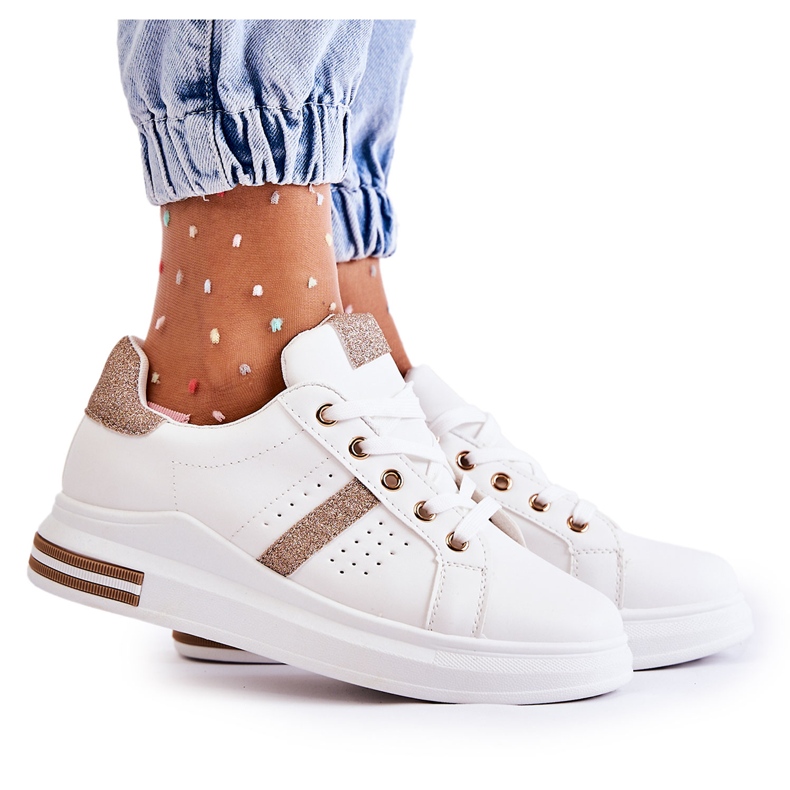 FK2 Deportivas Mujer Atadas Blanco Otylia dorado