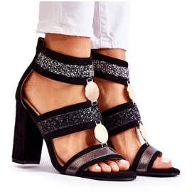 FE1 Sandalias Mujer Tacón Alto Negro Laurita