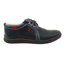 Polbut Zapatos de piel para hombre 343P, perforación, azul marino
