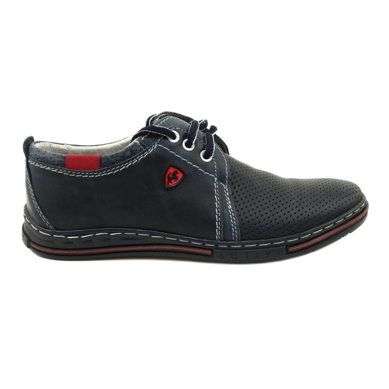 Polbut Zapatos de piel para hombre 343P, perforación, azul marino
