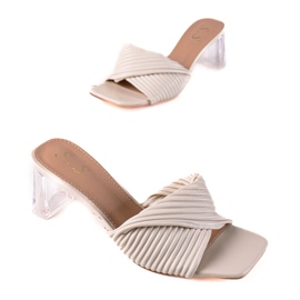 SHELOVET Zapatillas con tacón transparente beige