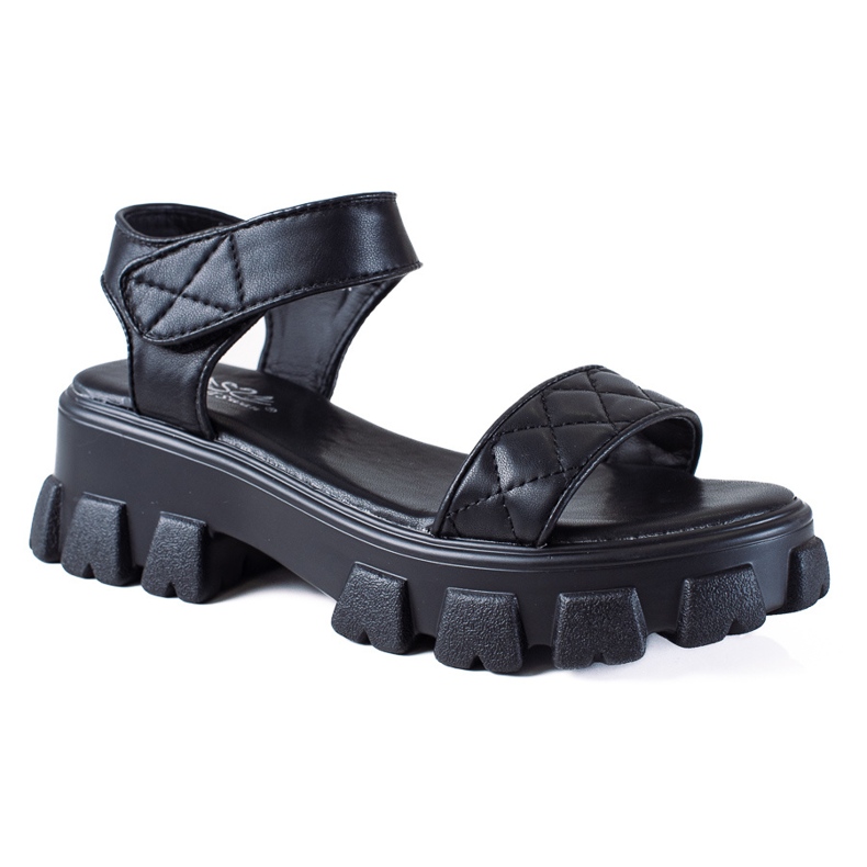 SHELOVET Sandalias con velcro negro