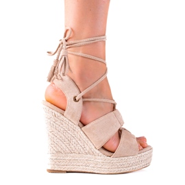 SHELOVET Alpargatas Sandalias Atadas Altas beige