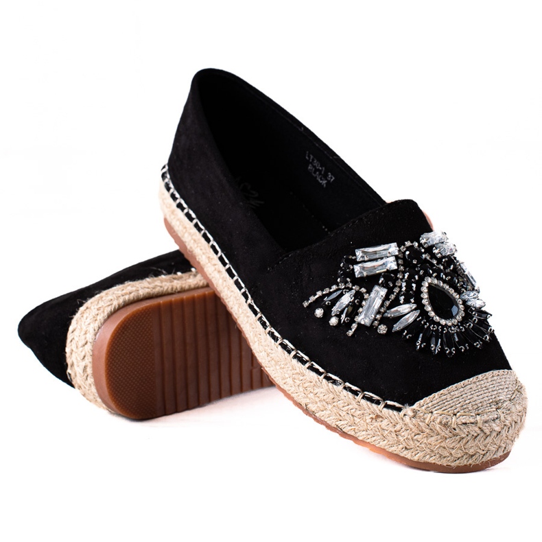 SHELOVET Alpargatas con cristales negro