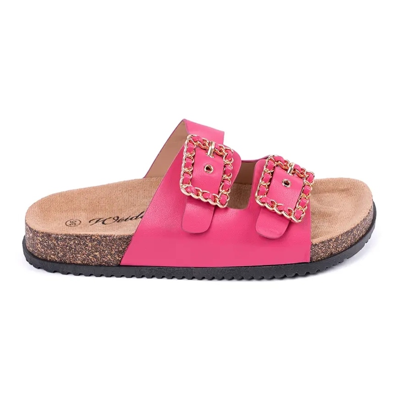 Zapatillas casa con hebillas decorativas rosado