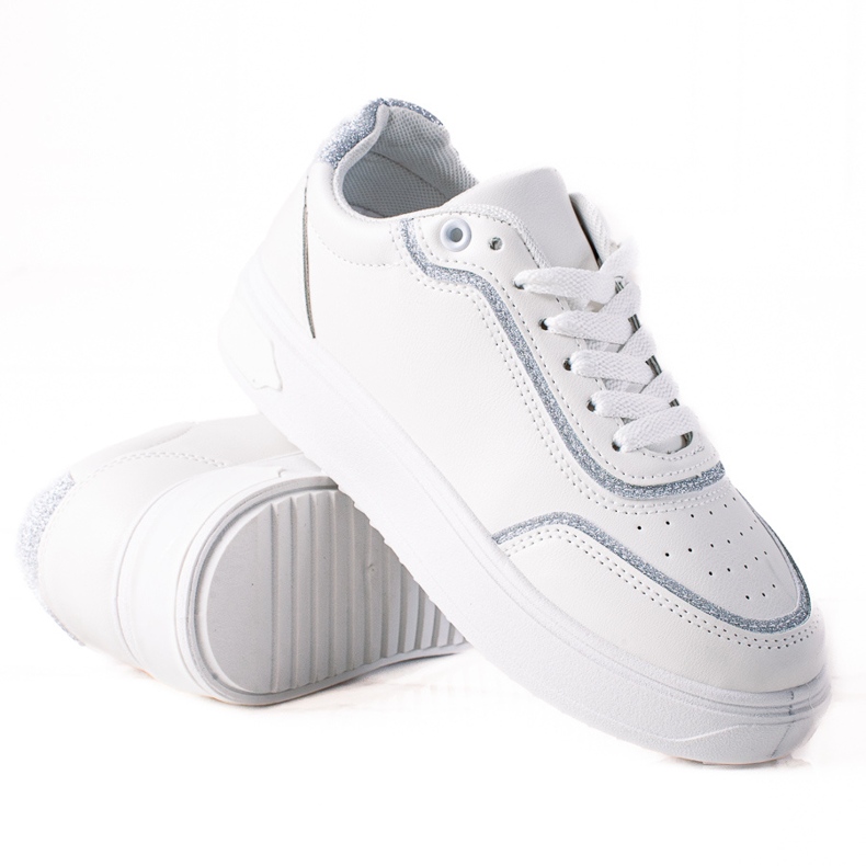 SHELOVET Zapatillas con inserto plateado blanco plata