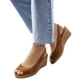 Alpargatas marrones en los tacones de cuña Alpat marrón