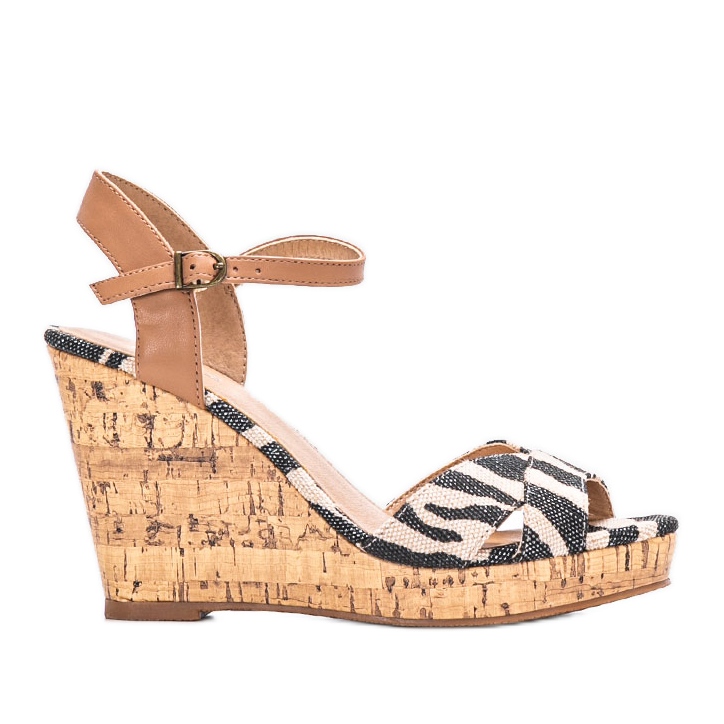 Sandalias beige cuña abierta Veronica marrón