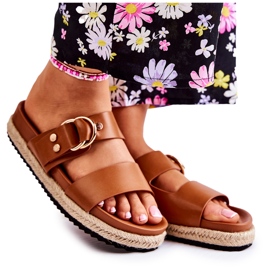 FB1 Pantuflas Penélope beige de mujer a la moda marrón