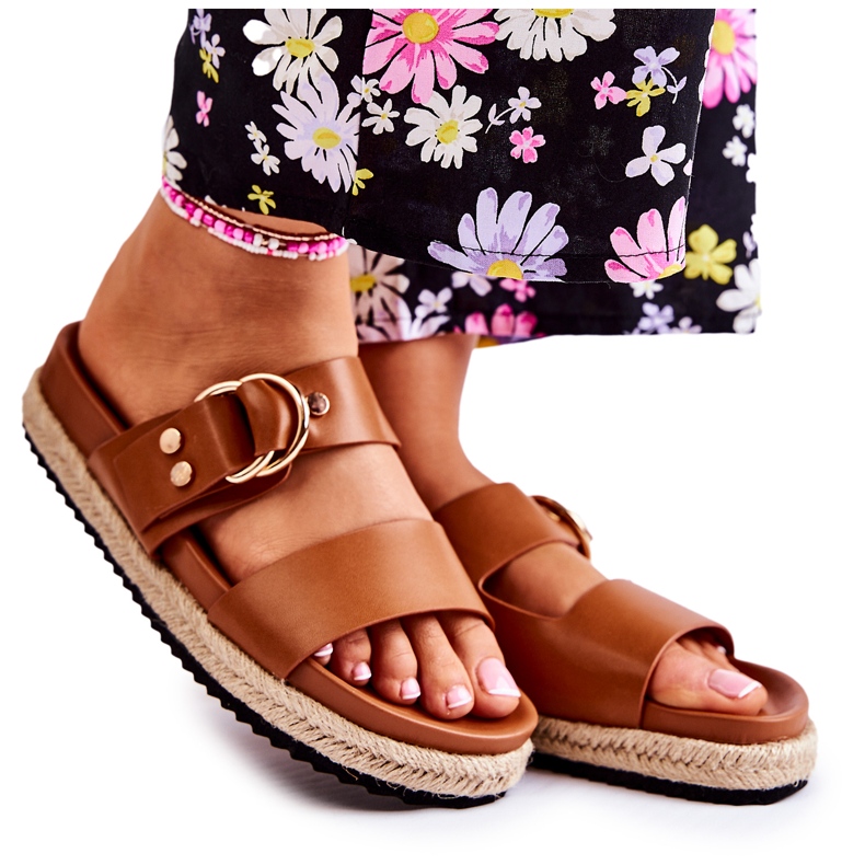 FB1 Pantuflas Penélope beige de mujer a la moda marrón FB1 Pantuflas Penélope beige de mujer a la moda marrón