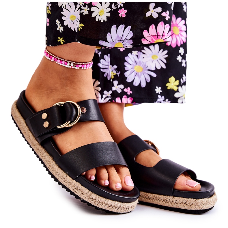 FB1 Pantuflas Penelope negras de moda para mujer negro FB1 Pantuflas Penelope negras de moda para mujer negro