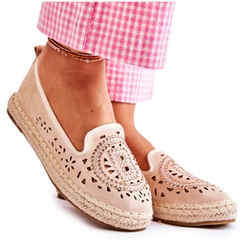 S.Barski Alpargatas De Mujer Meredith Beige Calado Sin Cordones