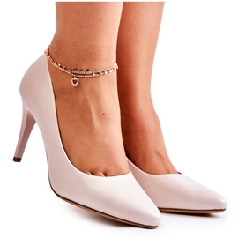Sergio Leone Stilettos Clásicos Piel Perla Beige Magically