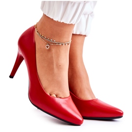 Sergio Leone Stilettos clásicos de cuero rojo mágico