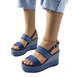 Sandalias cuña Rocha azul marino