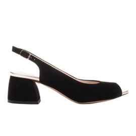 Marco Shoes Sandalias de ante negro con tacón estable