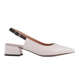 Marco Shoes Zapatos de salón bajos con tacón abierto hechos de delicada piel natural blanco negro
