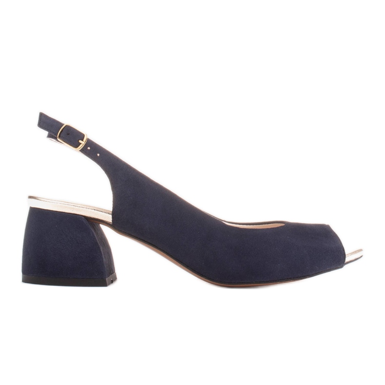 Marco Shoes Sandalias confeccionadas en ante azul marino con tacón estable