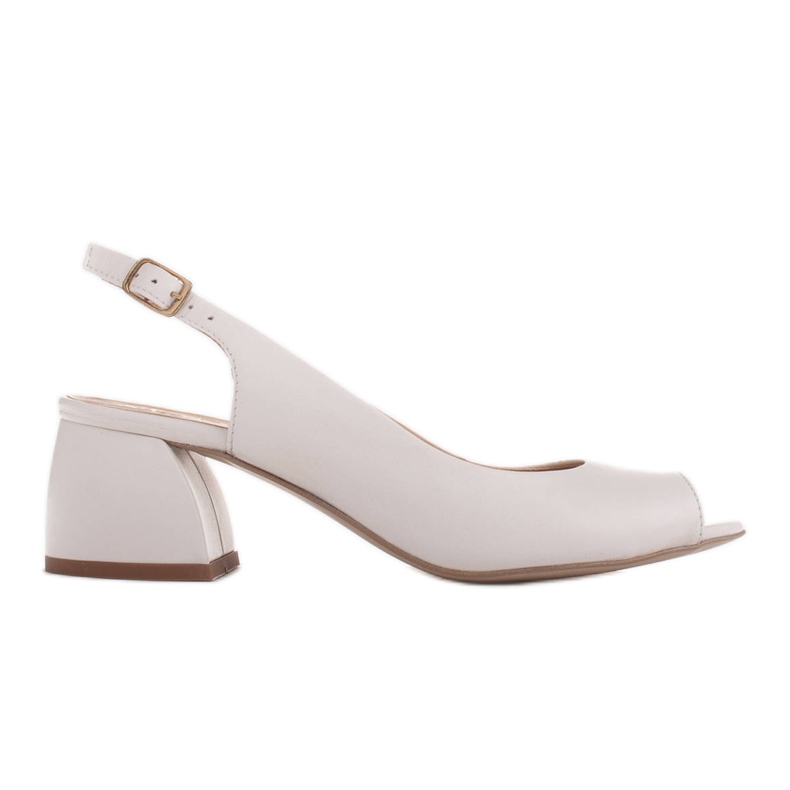 Marco Shoes Sandalias de piel blanca con tacón estable. blanco