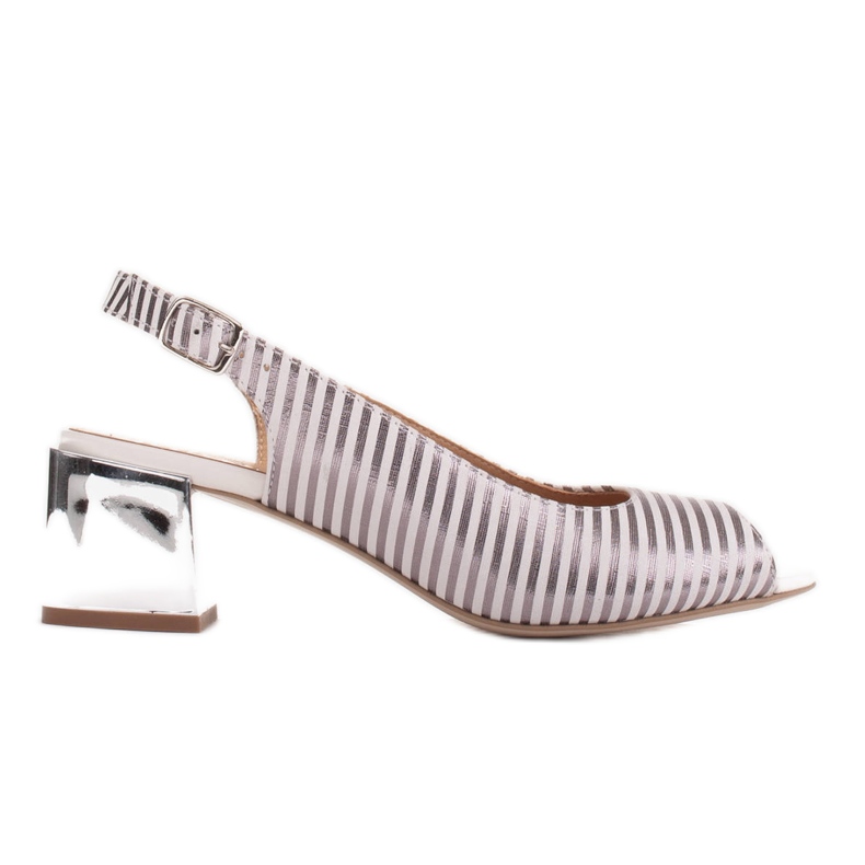 Marco Shoes Cómodas sandalias de mujer con cuero interesante. blanco multicolor plata