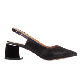 Marco Shoes Sandalias de ante con estampado brillante negro