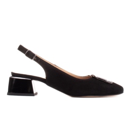 Marco Shoes Sandalias de tacón con adorno plano negro