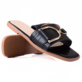 SHELOVET Pantuflas elegantes negro