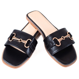 SHELOVET Pantuflas negras para mujer negro