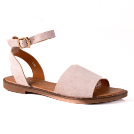 SHELOVET Sandalias de gamuza beige