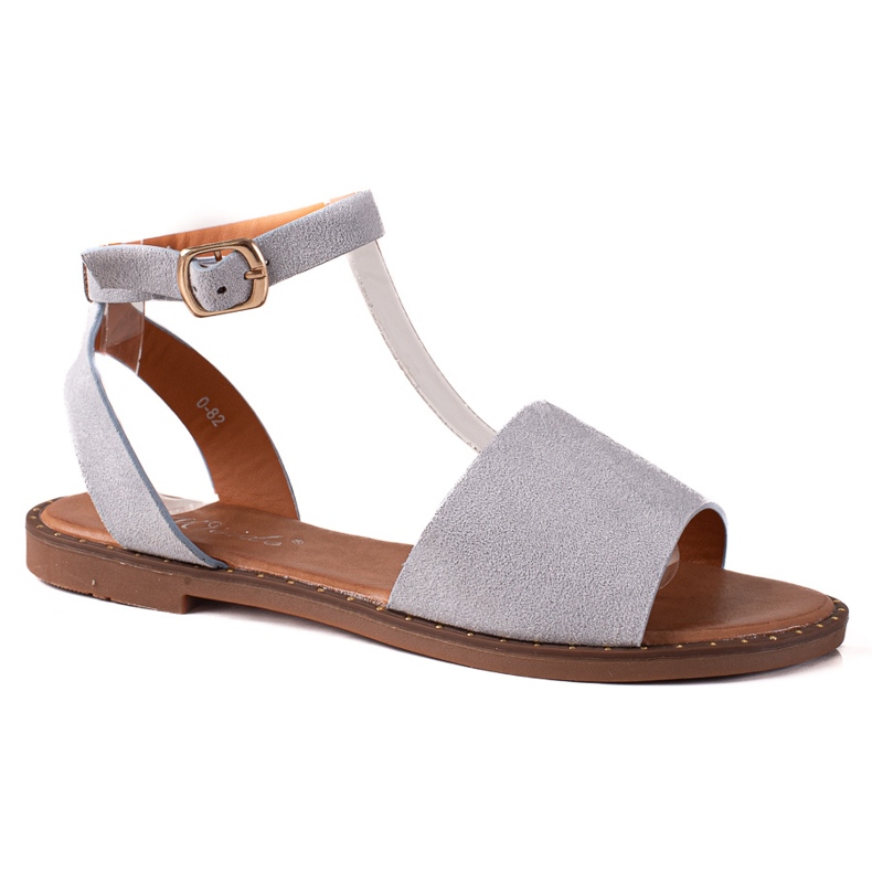 SHELOVET Sandalias de gamuza gris