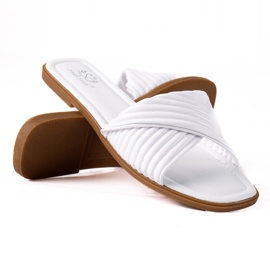 SHELOVET Pantuflas planas de mujer blanco