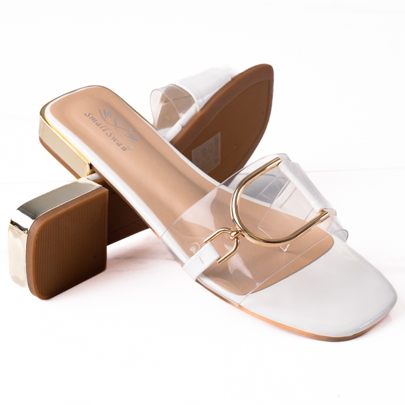 SHELOVET Babuchas planas transparentes incoloro blanco dorado