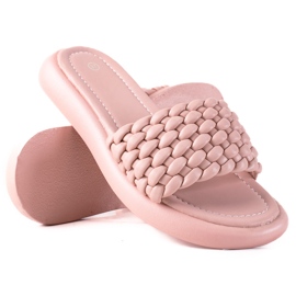 SHELOVET Babuchas mujer trenzadas rosa