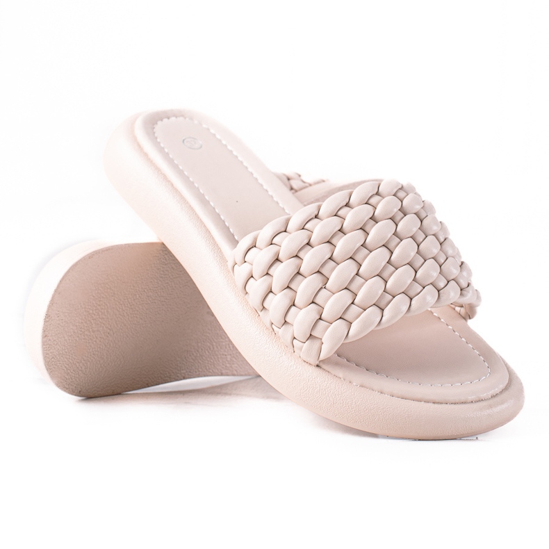 SHELOVET Babuchas mujer trenzadas beige