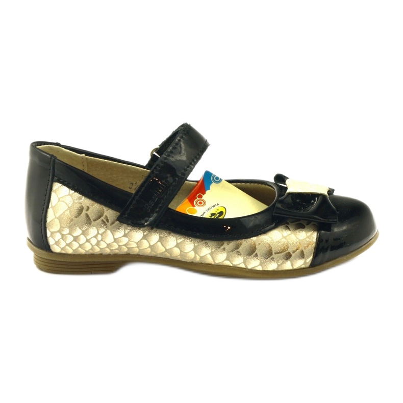 Bailarinas negras y doradas cuero lazo Ren But negro amarillo