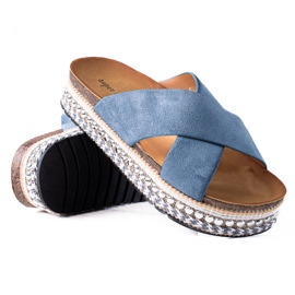 SHELOVET Zapatillas de moda en la plataforma azul