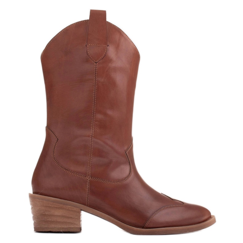 Marco Shoes Bota cowboy piel flor marron 1598B-003-1 BP marrón