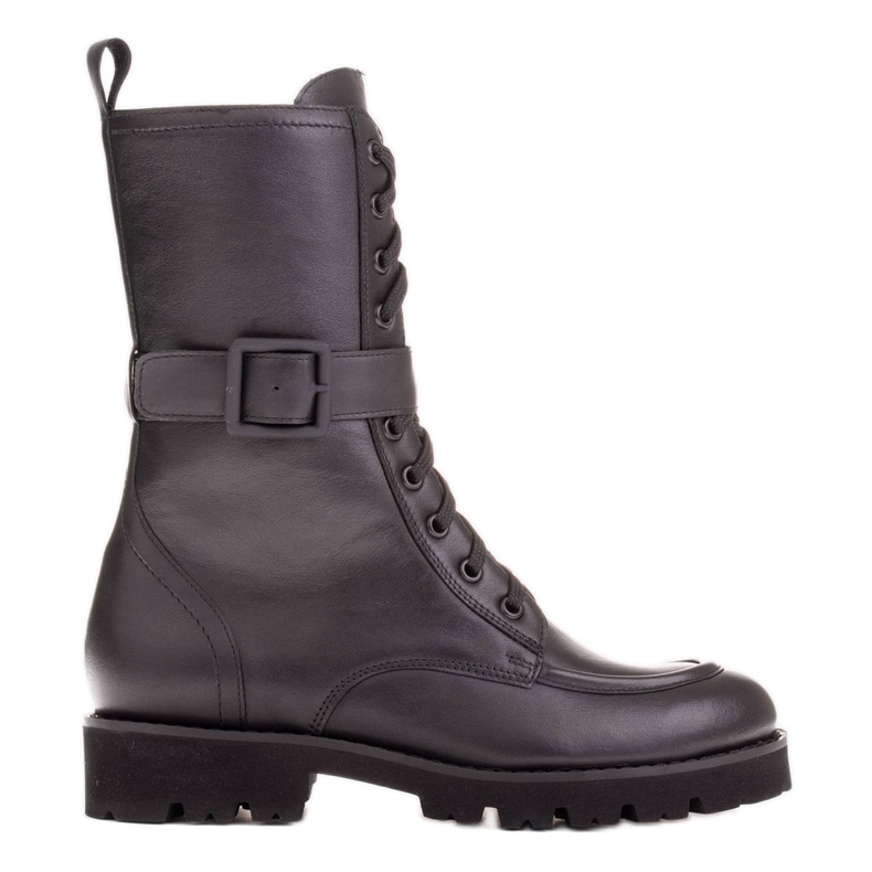 Marco Shoes Botas de piel plena flor negro