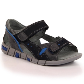 Sandalias niño con velcro azul marino y gris Kornecki 6186 negro