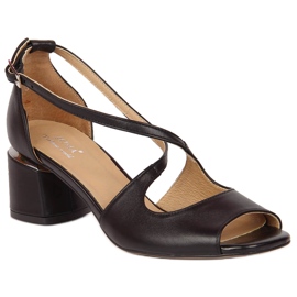 Sandalias de mujer de piel negra con tacón alto Juma negro
