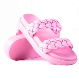 SHELOVET Pantuflas Trenzadas En La Plataforma rosa